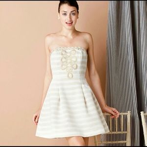 Lilly Pulitzer Gold Striped Blossom Dress - size 4